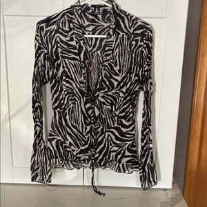 Notations Black and White Zebra Print Blouse
